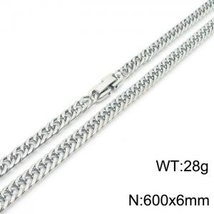 600X6mm Angular Stainless Steel Clip Clasp Compact Cuban Links Necklace - KN237053-TSC