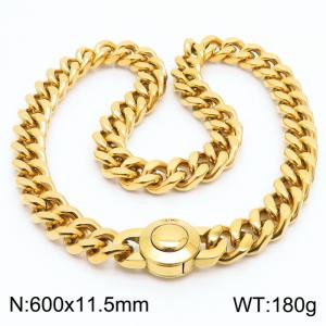 Personality Round Clasp 600mm Necklace 18K Gold-plated Stainless Steel Thick Chain Necklaces - KN237141-Z