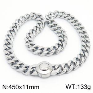 Vintage Punk 450mm Silver Necklace Round Clasp Stainless Steel Thick Chain Necklaces - KN237152-Z