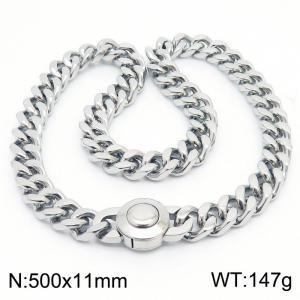 Vintage Punk 500mm Silver Necklace Round Clasp Stainless Steel Thick Chain Necklaces - KN237153-Z