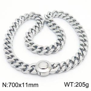 Vintage Punk 700mm Silver Necklace Round Clasp Stainless Steel Thick Chain Necklaces - KN237157-Z