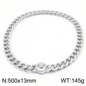 Greek Mythological Elements - Medusa Necklace Classic Cuban Link Necklace 50cm Silver Stainless Steel Necklace - KN237321-Z