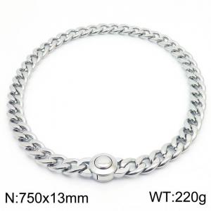 Classic Cuban Link Necklace 75cm Silver Hypoallergenic 316L Stainless Steel Necklace - KN237347-Z