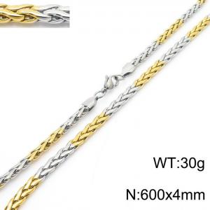 600X4mm Casual Gold&Silver Stainless Steel Rope Chain Necklace - KN237349-TK