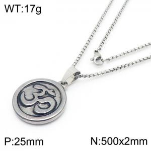 Stylish simple stainless steel geometric necklace - KN237351-TLS