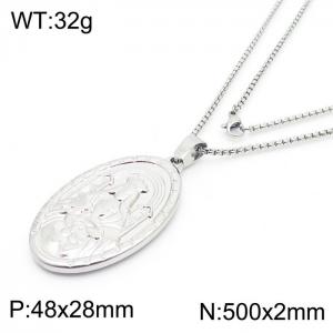 Stylish stainless steel silver Virgin Mary necklace - KN237353-TLS