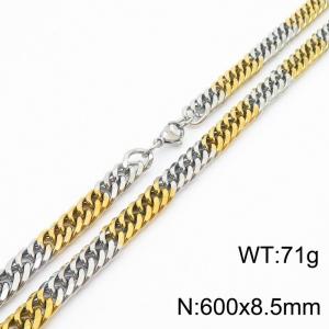 Mens Miami Cuban Link Chain 18K Gold&Silver 8.5mm Stainless Steel Curb Necklace - KN237404-TK