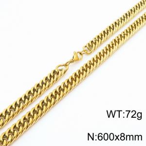 Mens Miami Cuban Link Chain 18K Gold 8mm Stainless Steel Curb Necklace - KN237426-TK