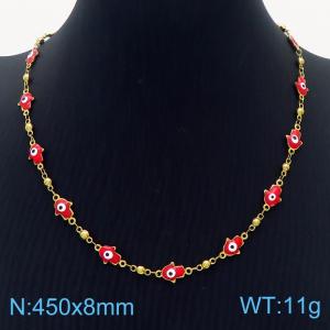 Creative stainless steel  red palm demon evil eyes necklace - KN237570-MW