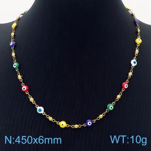 Simple and Colorful Stainless Steel evil eyes Women's Necklace - KN237576-MW