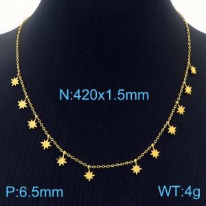 Fashionable Eightpoint Star Gold Collar Titanium Steel Chain Necklace - KN237607-RY