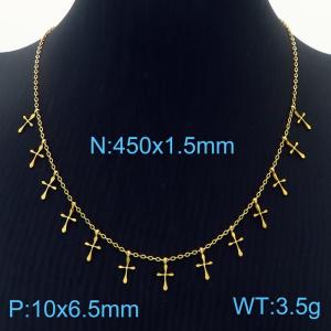 Fashion 18K Gold Plated Cross Collar Chain Titanium Steel Necklace - KN237609-RY