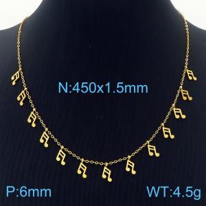Fashionable 18K gold-plated Le Fu shaped clavicle chain titanium steel necklace - KN237611-RY