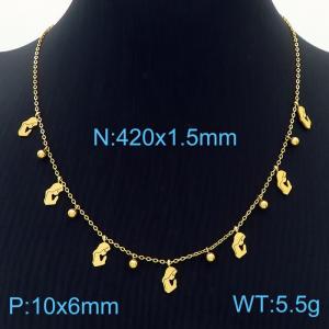Fashion 18K Gold Plated Mother Pendant Chain Titanium Steel Necklace - KN237613-RY