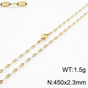 Stainless Steel 450x2.3mm Necklaces For Women Men Gold Color Lobster Clasp Flower Link Chain Fashion Jewelry - KN237697-Z