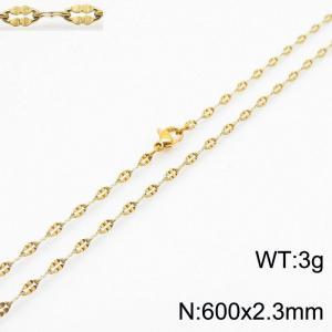 Stainless Steel 600x2.3mm Necklaces For Women Men Gold Color Lobster Clasp Flower Link Chain Fashion Jewelry - KN237700-Z