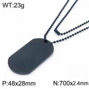 Stainless Steel Rectangular Pendant Necklaces For Women Men Black Color Bead Chain Jewelry - KN237712-Z