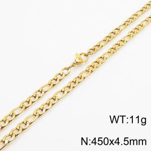 Stainless steel 450x4.5mm3：1 chain lobster clasp simple and fashionable gold necklace - KN237743-Z