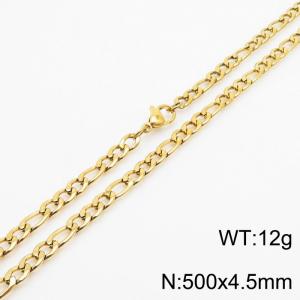 Stainless steel 500x4.5mm3：1 chain lobster clasp simple and fashionable gold necklace - KN237744-Z