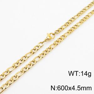 Stainless steel 600x4.5mm3：1 chain lobster clasp simple and fashionable gold necklace - KN237747-Z