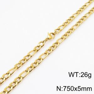 5mm Gold Stainless Steel NK Chain Necklace - KN237784-Z