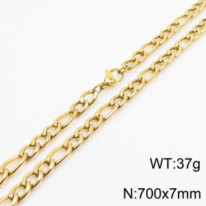 7mm Gold Stainless Steel NK Chain Necklace - KN237825-Z