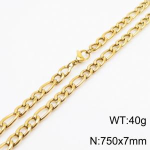 7mm Gold Stainless Steel NK Chain Necklace - KN237826-Z