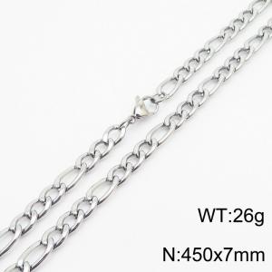 450x7mm Stainless Steel Necklace with Lobster Clasp for Men Women Color Silver - KN237827-Z