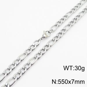 550x7mm Stainless Steel Necklace with Lobster Clasp for Men Women Color Silver - KN237829-Z