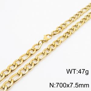 700x7.5mm Stainless Steel Necklace with Lobster Clasp for Men Women Color Gold - KN237846-Z
