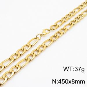 450x8mm Stainless Steel Necklace with Lobster Clasp for Men Women Color Gold - KN237862-Z