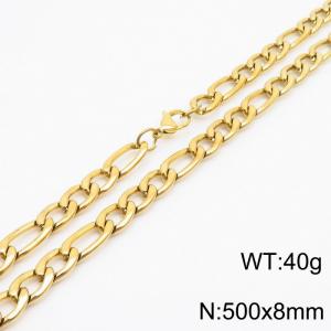 550x8mm Stainless Steel Necklace with Lobster Clasp for Men Women Color Gold - KN237863-Z