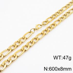600x8mm Stainless Steel Necklace with Lobster Clasp for Men Women Color Gold - KN237865-Z