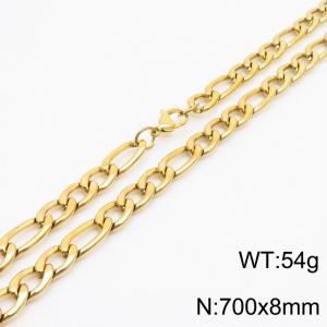 700x8mm Stainless Steel Necklace with Lobster Clasp for Men Women Color Gold - KN237867-Z
