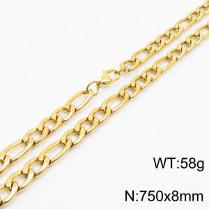 750x8mm Stainless Steel Necklace with Lobster Clasp for Men Women Color Gold - KN237868-Z