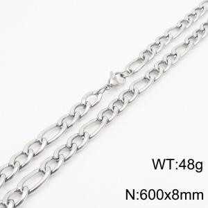 600x8mm Stainless Steel Necklace with Lobster Clasp for Men Women Color Silver - KN237872-Z