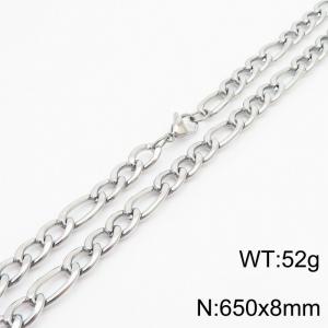 650x8mm Stainless Steel Necklace with Lobster Clasp for Men Women Color Silver - KN237873-Z