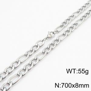 700x8mm Stainless Steel Necklace with Lobster Clasp for Men Women Color Silver - KN237874-Z