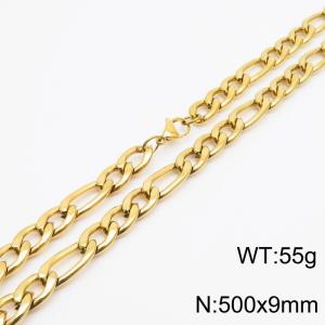500x9mm Stainless Steel Necklace with Lobster Clasp for Men Women Color Gold - KN237884-Z