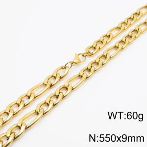 550x9mm Stainless Steel Necklace with Lobster Clasp for Men Women Color Gold - KN237885-Z