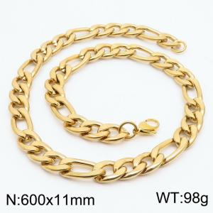 600x11mm Stainless Steel Necklace with Lobster Clasp for Men Women Color Gold - KN237907-Z