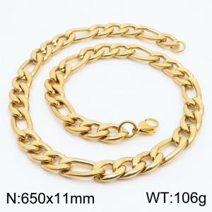 650x11mm Stainless Steel Necklace with Lobster Clasp for Men Women Color Gold - KN237908-Z