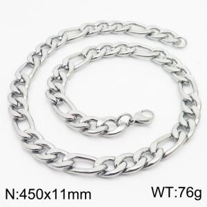 450x11mm Stainless Steel Necklace with Lobster Clasp for Men Women Color Silver - KN237911-Z