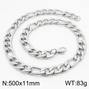 500x11mm Stainless Steel Necklace with Lobster Clasp for Men Women Color Silver - KN237912-Z