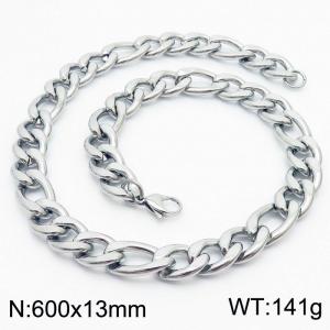 600x13mm Stainless Steel Necklace with Lobster Clasp for Men Women Color Silver - KN237935-Z