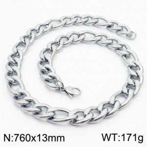 760x13mm Stainless Steel Necklace with Lobster Clasp for Men Women Color Silver - KN237938-Z