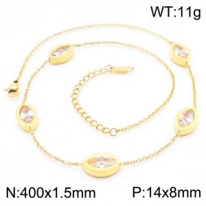 European and American fashion stainless steel 400 × 1.5mm welded chain connection lip shaped accessory charm gold necklace - KN238002-KLX