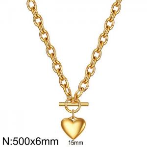 OT buckle smooth love titanium steel necklace - KN238050-Z