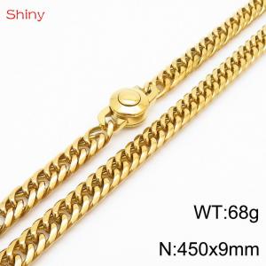 450×9mm Gold Color Stainless Steel Cuban Chain  Necklace For Men Women Fashion Jewelry - KN238094-Z