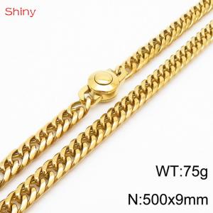 500×9mm Gold Color Stainless Steel Cuban Chain  Necklace For Men Women Fashion Jewelry - KN238095-Z
